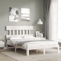 Bed Frame with Headboard White 140x190 cm Solid Wood