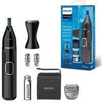 Philips Series 5000 Battery-Operated Nose, Ear and Eyebrow Trimmer with Detail Trimmer attachment - Showerproof, No Pulling Guaranteed, 100 Percent Comfort, Protective Guard System - NT5650/16
