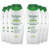 Simple Kind to Hair Gentle Cleansing Shampoo with vitamin B5, chamomile oil, and glycerin hair care for healthy, shiny hair 6x 400 ml