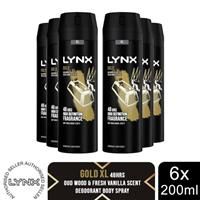 Lynx Gold, Mens Fragrance, Aluminium Free Masculine Body Spray Deodorant, Fresh And Long Lasting Odour Protection, Bulk 3 Month Supply (6 x 200ml)