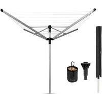 Brabantia LiftOMatic Advance Rotary Clothes Outdoor Airer Washing Line with Ground Tube, Cover and Peg Bag, 50m