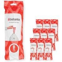 Brabantia 100314 PerfectFit Bin Liners Multipack (Size B/5 Litre) Thick Plastic Trash Bags with Tie Tape Drawstring Handles (200 Bags), White