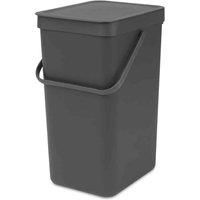 Brabantia Sort & Go Waste Bin, Plastic, Dark Grey, 16 Litre