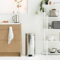 Brabantia New Icon 30L Pedal Steel Rubbish Bin Brabantia Colour: Brilliant Steel  - Brilliant Steel - Size: Extra Large