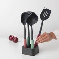 Brabantia Tasty+ Kitchen Utensils Set Plus Stand, Mixed Colours