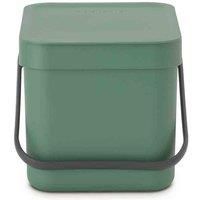 Brabantia Sort & Go Food Waste Bin (6 L / Fir Green) Small Countertop Kitchen Compost Caddy with Handle & Removable Lid, Easy Clean, Fixtures included for Wall/Cupboard Mounting