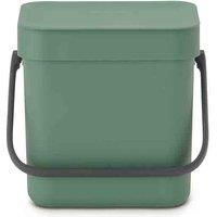 Brabantia Sort & Go Food Waste Bin (3 L / Fir Green) Small Countertop Kitchen Compost Caddy with Handle & Removable Lid, Easy Clean