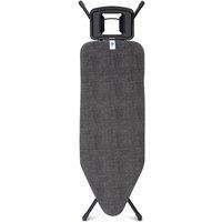 Brabantia Size C Ironing Board (124 x 45cm) 7 Height Options, Solid Steam Iron Rest Holder (Denim Black) Non-Slip Feet, Anti-Collapse Child Locks