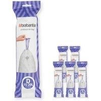 Brabantia 138201 PerfectFit Bin Liners Multipack (Size D/15-20 Litre) Thick Plastic Trash Bags with Tie Tape Drawstring Handles (120 Bags), White
