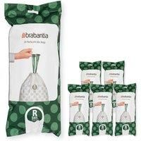 Brabantia 138584 PerfectFit Bin Liners Multipack (Size R/36 Litre) Thick Plastic Trash Bags with Tie Tape Drawstring Handles (120 Bags), White