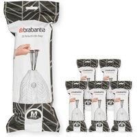 Brabantia PerfectFit Bin Liners Multipack, Thick Plastic Trash Bags with Tie Tape Drawstring Handles (120 Bags), White, (Size M/60L)