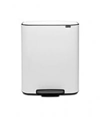 Brabantia Bo Pedal Stainless Steel 60 Litre Step On Multi-Compartments Rubbish & Recycling Bin Brabantia Colour: White  - White - Size: Extra Large