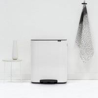 Brabantia Bo Pedal Stainless Steel 60 Litre Step On Multi-Compartments Rubbish & Recycling Bin Brabantia Colour: White  - White - Size: Extra Large