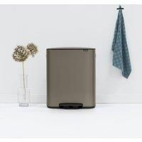 Brabantia Bo Pedal Stainless Steel 60 Litre Step On Multi-Compartments Rubbish & Recycling Bin Brabantia Colour: Platinum  - Platinum - Size: Extra Large