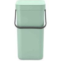 Brabantia - Sort & Go Waste Bin 12L - Medium Recycling Bin - Stay Open Lid - Carry Handle - Easy to Clean - for Under Kitchen or Wall-Mounted - Compost Bin - Jade Green - 20 x 25 x 35 cm