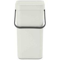 Brabantia - Sort & Go Waste Bin 12L - Medium Recycling Bin - Stay Open Lid - Carry Handle - Easy to Clean - for Under Kitchen Counter or Wall-Mounted - Compost Bin - Light Grey - 20 x 25 x 35 cm