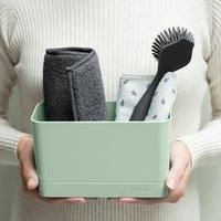 Brabantia - Sinkside Sink Organiser - Dishwasher Safe - Non-Skid Base - Removable Drip Tray - Catches Water Residues - Holds Your Dishbrush, Soap & Cloths - Jade Green - 19 x 8.5 x 11.5 cm