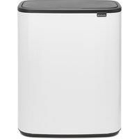 Brabantia Bo Touch Bin - 2 x 30 Litre Inner Buckets (White) Waste/Recycling Kitchen Bin with Removable Compartments + Free Bin Bags