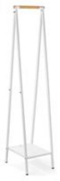 Brabantia - Linn Clothes Rack, Compact - Free Standing Clothing Rail - Clothes Storage - Hang, Air, or Dry Clothes - Sturdy Steel Frame & Bamboo Rod - 47.6 cm x 34 cm x 170 cm - White