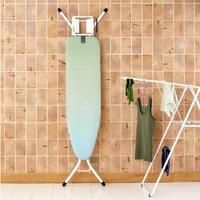 Brabantia Ironing Board A, 110x30cm - Soothing Sea | 100% Fairtrade Cotton | Compact & Stable Design | Adjustable Height & Steam Iron Rest | Child & Transport Locks