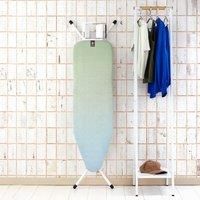 Brabantia Ironing Board B, 124x38cm - Soothing Sea | 100% Fairtrade Cotton | Compact & Stable Design | Adjustable Height & Steam Iron Rest | Child & Transport Locks