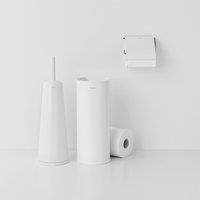 Brabantia 3 Piece Toilet Accessory Set (White) Toilet Brush & Holder, Toilet Roll Holder & Toilet Roll Dispenser (Drill/No Drill Wall Mounting) 10 Year Guarantee