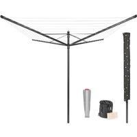 Brabantia LiftOMatic Rotary Clothes Outdoor Airer Washing Line with Ground Spike, Cover, Peg Bag and Pegs, 50m