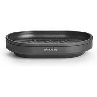 Brabantia - Mindset Soap Dish - Non-Slip Base - Ribs Keep the Soap High & Dry - Removable Inner Tray - Corrosion Resistant Metal - Bathroom Accessory - Infinite Grey - 12 x 8 cm
