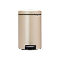 Brabantia NewIcon Pedal Bin 12L (Champagne) Soft-Closure Rubbish Waste Bin, Removable Inner Bucket + Free Bin Bags