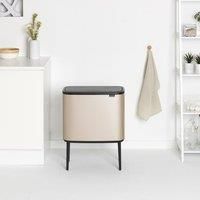 Brabantia Bo Touch Bin - 3 x 11 Litre Inner Buckets (Champagne) Waste/Recycling Kitchen Bin with Removable Compartments + Free Bin Bags