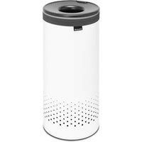 Brabantia - Laundry Bin - Handsfree Plastic Lid - Portable Laundry Bag Inside - Quick-drop Opening - Basket with Ventilation Holes - Non-Scratching Bottom - Corrosion Resistant - White - 35L