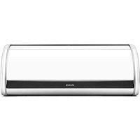 Brabantia Roll Top Bread Bin (Brilliant Steel) Large Front Opening Flat Top Bread Box, Fits 2 Loaves