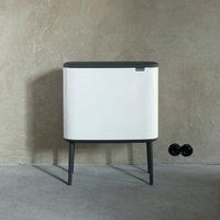Brabantia Bo Touch Bin with Plastic Buckets, 3 x 11 L-White, Steel, 3 Inner