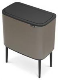 Brabantia Bo Touch Top Rubbish Bin Brabantia Colour: Platinum, Inner Bucket Volume: 1 inner bucket: 36L  - Platinum - Size: 68cm H X 54cm W X 31cm D