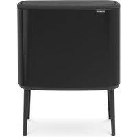Brabantia Bo Touch Recycling Bin with Plastic Buckets, 3 x 11 Litre - Matt Black, Steel