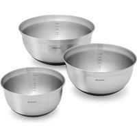 Brabantia Set Of 3 Stainless Steel Kitchen Mixing Bowls With Non Slip Base