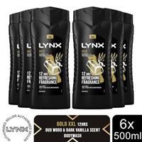 Lynx 12 Hour Refreshing Fragrance Gold Oud Wood and Vanilla Body wash with Plant-based Moisturisers & Dual Action Power, Keep Smelling Irresistible!, 500ml