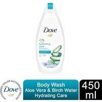 Dove Hydrating Care Body Wash with aloe vera and birch water for soothed and replenished skin after just one shower 450 ml pack of 1.