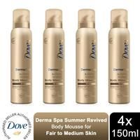Dove DermaSpa Summer Revived Skin Gradual Fake Tan Mousse, For Fair to Medium, For Men And Women, Holiday Essentials 150 ml