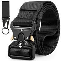 Military Belt, 2 Pack Men Tactical Belt Adjustable Nylon Belt with Quick Release Metal Buckle Ideal for Equipment Belt, Daily Belt, Work Belt, Everyday Carry Belt