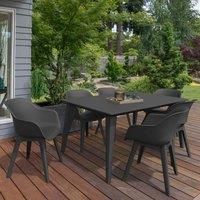 Keter Allibert Lima 160 Outdoor Garden Furniture Dining Table, Graphite, 6-Seater