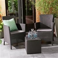 Keter Miami 2 Seater Rattan Effect Garden Bistro Set - Grey