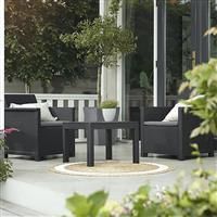 Keter Emma 2 Seater Rattan Effect Garden Bistro Set - Grey