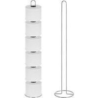 Silver Chrome Free Standing Spare Toilet Roll Holder Stand Toilet Roll Storage