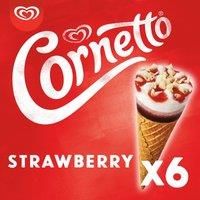 Cornetto Strawberry Ice cream cone 6 x 90 ml