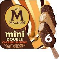 Magnum Mini Ice Cream Sticks Double Caramel Almond & Gold Caramel Billionaire 6 x 55 ml