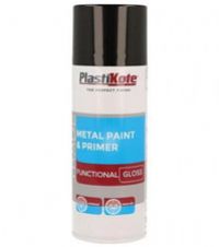 PlastiKote Metal Primer Paint Spray Gloss Black 400ml
