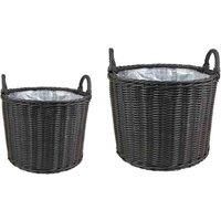 Ivyline Polyrattan Set of Two Lined Willow Planters