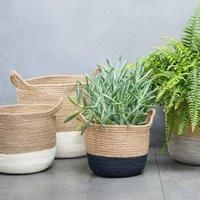 Brand New - Ivyline Geilo Lined Basket - Jute - L23 x W23 x H20 cm - Navy