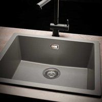 Reginox Amsterdam 50 Integrated Single Bowl Granite Kitchen Sink Grey Silvery